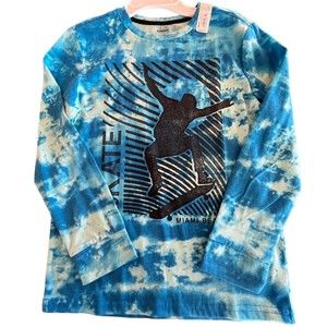 Sonoma Supersoft tee Long Sleeve Blys Blue with Skate Graphic Sz M 10-12 New